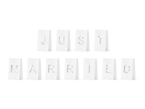 Windlichter, Kerzenbeutel - Just Married, 11,5x19x7cm (1 VPE / 11 Stk.)