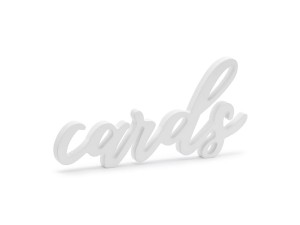 Holzaufschrift Cards, weiß, 20x10cm