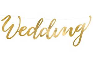 Banner Wedding, in Goldfarbe, 16, 5x45cm