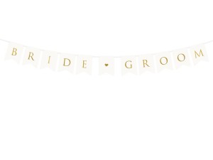 1 Bannergirlande - Bride & Groom - Weiß
