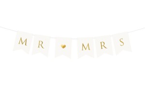 Banner Mr Mrs, weiß, 15 x 85 cm