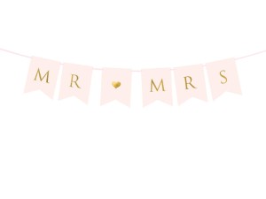 Banner Mr Mrs, hellrosa, 15 x 85 cm