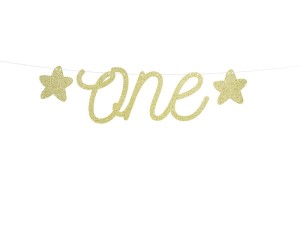 1 Bannergirlande - First Birthday - Glittergold