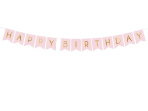 Banner Happy Birthday, hellrosa, 15 x 175 cm