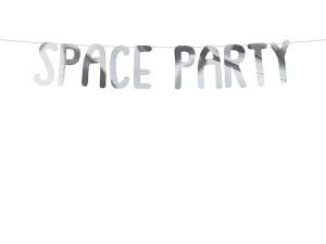 Banner Kosmos - Space Party, silber, 13x96cm