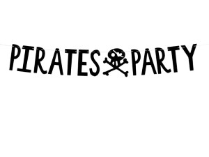 Banner Piraten - Pirates Party, schwarz, 14x100cm