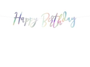 Banner Happy Birthday, schillernd, 16,5x62cm