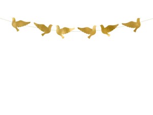 Girlande Tauben, gold, 86cm