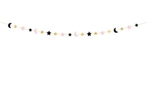 Seidenpapier-Girlande Sterne und Monde, gemischt, 1,9m
