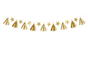 Papiergirlande Sterne, gold, 1,3m