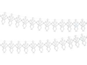 Seidenpapier-Girlande Skelette, weiß, 3m