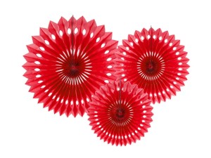 Dekorative Rosetten, rot, 20-30cm (1 VPE / 3 Stk.)