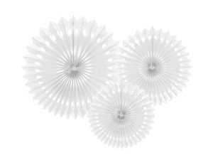 Dekorative Rosetten, weiß, 20-30cm (1 VPE / 3 Stk.)