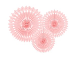 Dekorative Rosetten, hell-puderrosa, 20-30cm (1 VPE / 3 Stk.)