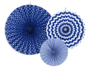 Dekorative Rosetten, marineblau (1 VPE / 3 Stk.)