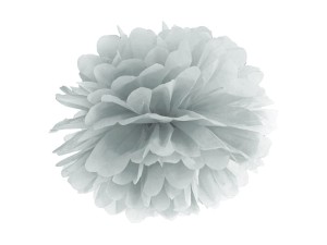 Pompon aus Seidenpapier, silber, 35cm
