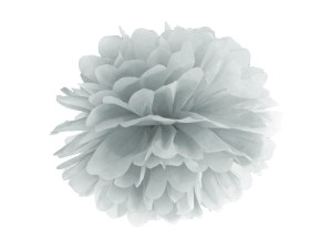 Pompon aus Seidenpapier, silber, 25cm