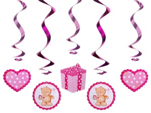 Spiralhänger Teddybären, rosa, 60cm (1 Pk. / 5 St.)