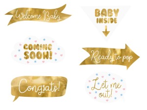Foto-Gadgets für Baby shower Partys, Mix (1 VPE / 6 Stk.)
