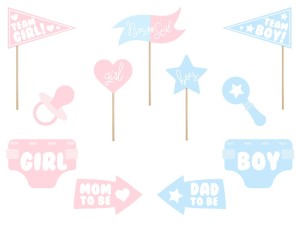 Foto-Gadgets für Gender reveal Partys, Mix (1 VPE / 11 Stk.)