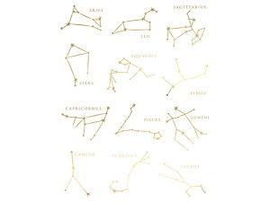 Abwaschbare Tattoos Tierkreiszeichen, gold (1 VPE / 12 Stk.)