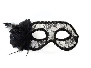 Maske Party, Spitze mit Rose, schwarz
