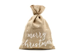 Jutebeutel Merry Christmas, weiß, 30x42cm