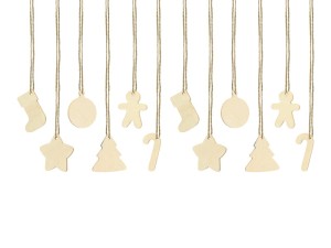 Geschenkanhänger aus Holz, Mix (1 VPE / 12 Stk.)
