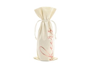 Weinbeutel aus Baumwolle - Cheers, roségold, 15,5x36cm (1 VPE / 5 Stk.)