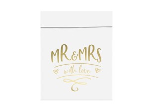Süßigkeiten-Tüten Mr & Mrs, gold, 13x14cm (1 VPE / 6 Stk.)