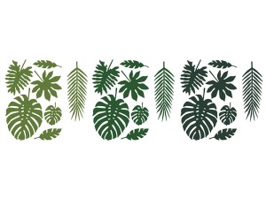 Papierdekoration Aloha - Tropische Blätter, Mix (1 VPE / 21 Stk.)