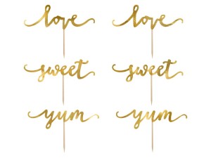 Muffin-Dekoration Love, gold, 13cm (1 VPE / 6 Stk.)