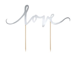Caketopper Love, silber, 17cm