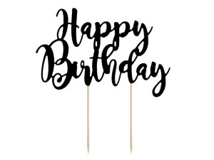 Caketopper Happy Birthday, schwarz, 22,5cm