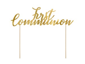 Caketopper First Communion, gold, 21cm