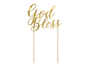 Caketopper God Bless, gold, 27,5cm