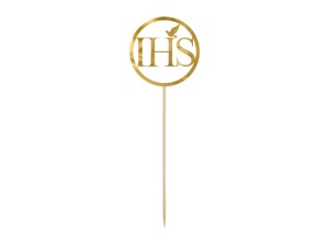 Caketopper IHS, gold, 22cm
