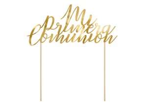 Caketopper Mi Primera Comunion, gold, 23,7cm