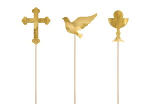 Caketopper Erstkommunion, gold, 31,5cm (1 VPE / 6 Stk.)