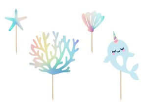 Caketopper Narwal, Mix, 10-15,5cm (1 VPE / 4 Stk.)