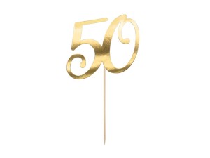 Caketopper ''50'', gold, 20,5cm