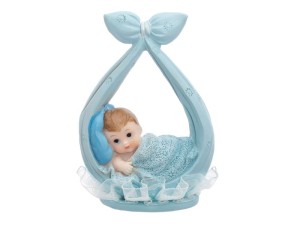 Figur Junge mit Kopftuch, blau, 11cm