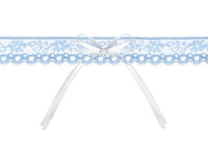 Spitzenstrumpfband mit Schleife, blau