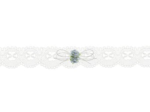 Spitzenstrumpfband mit Rosen, creme