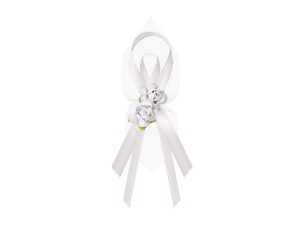 Schleifen mit Rosen, weiß (1 VPE / 6 Stk.)
