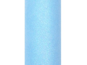 1 Tüllstoff - 15cm - Glittery - Hellblau