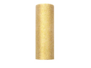 Tüll glittery, gold, 0,15 x 9m (1 Stk. / 9 lfm)
