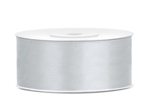 Satinband, silber, 25mm/25m (1 Stk. / 25 lfm)