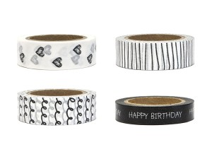 Dekoband Black&White, Mix (1 Pk. / 4 St.)