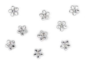 Dżety w kształcie kwiatka, srebrny, 6mm (1 op. / 50 szt.)